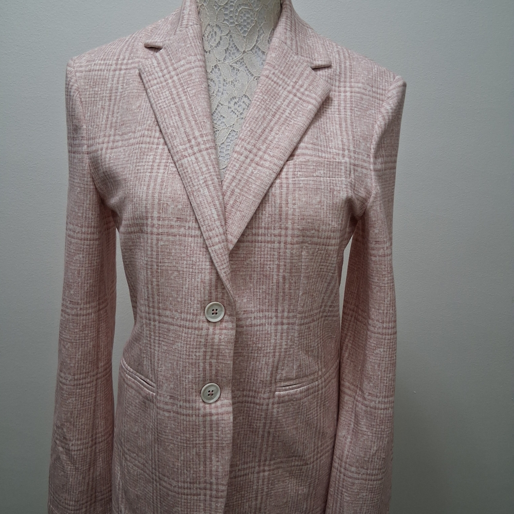 Elegant Pink Plaid Women's Blazer